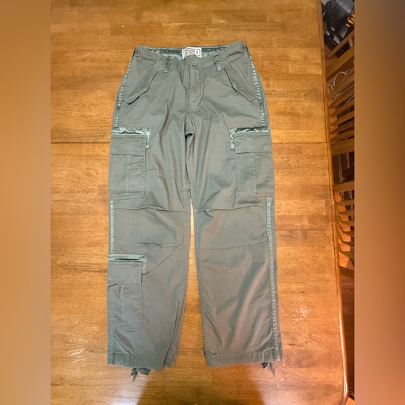 Abercrombie & Fitch Olive Wide Leg Cargo Pants 31 12 - Picture 1 of 9